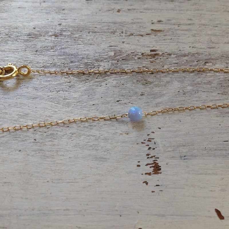 Gold anklet Opal Anklet Blue Opal Ankle Bracelet
