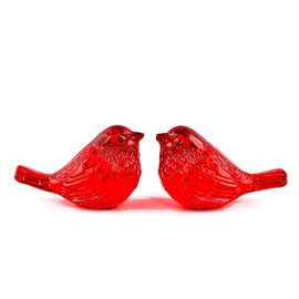 Qianwei 2PCS Crystal Bird Figurine - Handmade Blown Glass Birds Animals Figurines Crystal Office Desk Table Home Decor Paperweight Collectible Figurines (2pcs Red Bird)