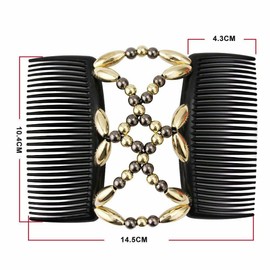 Beaded Stretchy Easy Magic Hair Comb Elastic Double Hair Clip Hair Accessories (White)