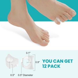 Toe Separators for Overlapping Toes Toe Spacers with Aloe Vera Extract for Hammer Toe Straightener, Correct Toes, Big Toe Alignment, Bunion Relief (Pinky, 12 Pack, Clear)
