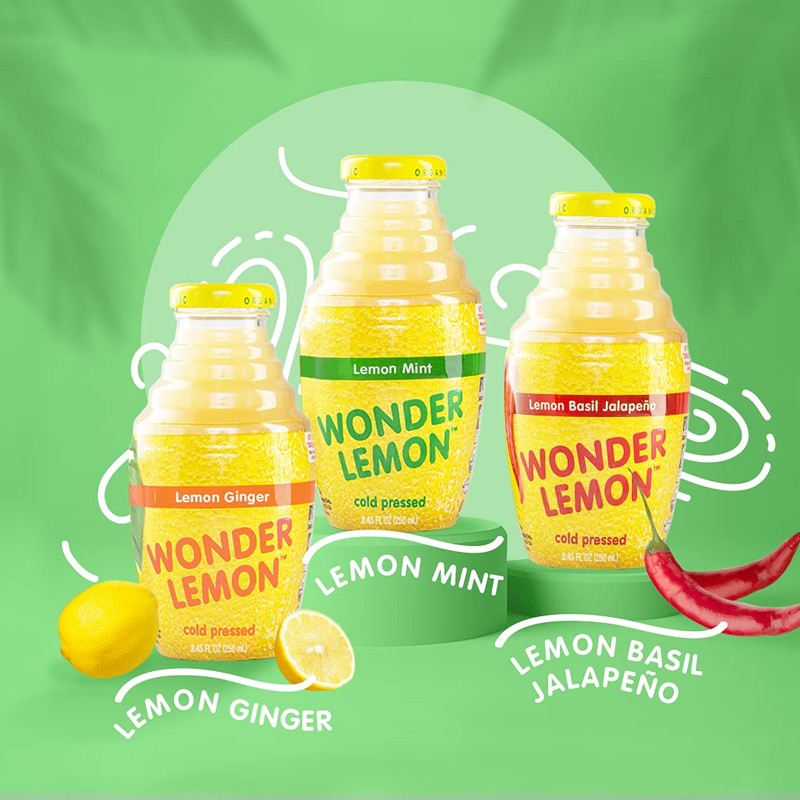 Wonder Lemon Organic Lemon Cold Pressed Juice, Variety Pack, 8.45oz,