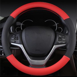 SFONIA Car Steering Wheel Cover Steering Wheel Protector PU Leather Universal 38cm / 15" Anti-slip Breathable Durable (Red)