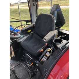 Durafit Seat Covers, Compatible with Yanmar Tractors YT235, Cab and Open 1 Piece SEAT with ARMRESTS Exact fit seat Covers with Full Backs with Pockets and armrest Covers...Black