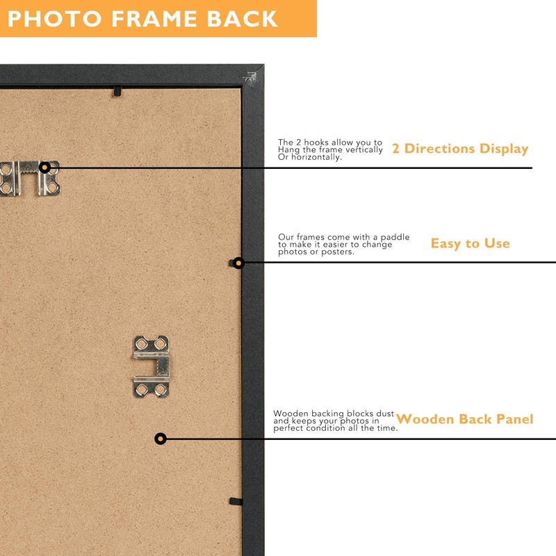 QOTIB 11x16 Picture Frame Black for Wall Mounting, Horizontal and