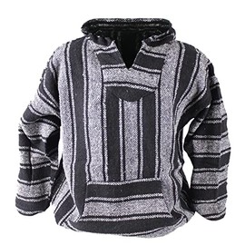 Canyon Creek Striped Woven Jacket Coat Hoodie (X-Large, Black)