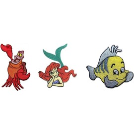 Little Mermaid Cartoon Characters Embroidered Set of 3 Patches