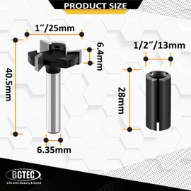 BGTEC CNC Spoilboard Surfacing Router Bits - Slab Flattening Router Bit 2PCS 6.35 MM Shank, 25 MM Cutting Diameter with Round Shank Carbide Tipped Wood Milling Cutter Woodworking Tools (3 Wings)