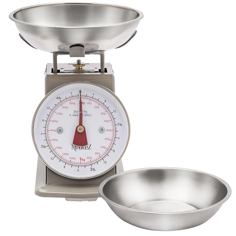 MARLIZ Retro Kitchen Scale 4.4Lb/2Kg with 2 Bowls | Mechanical