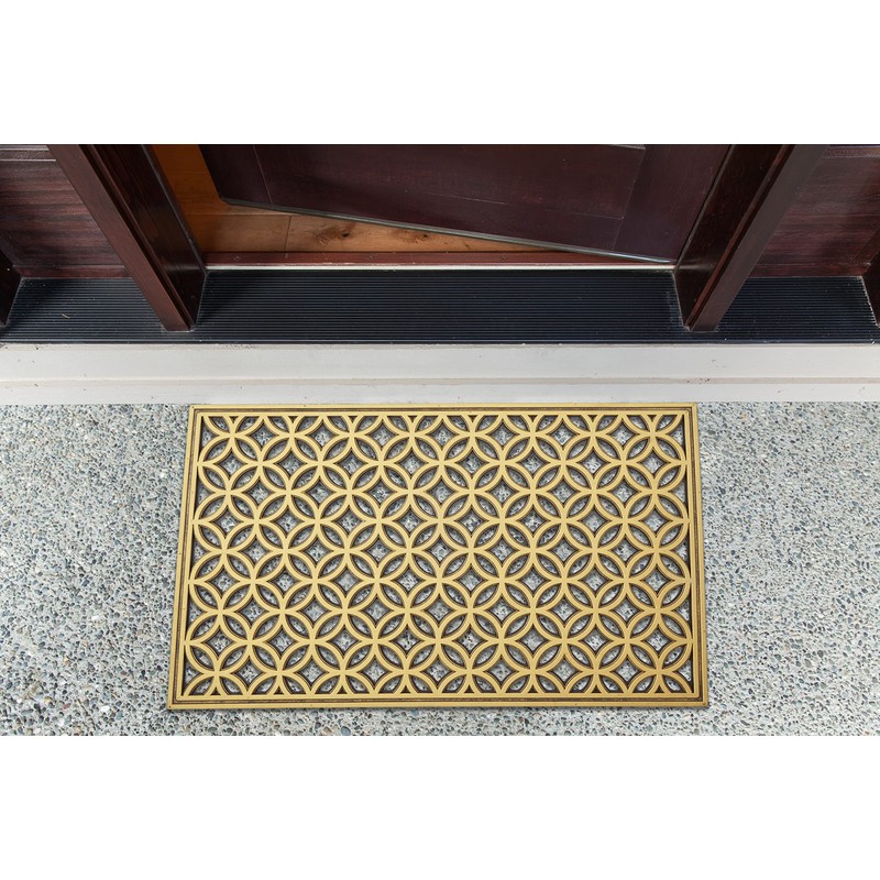 DII Rubber Doormats Collection All Weather, 18x30, Gold Double Ring
