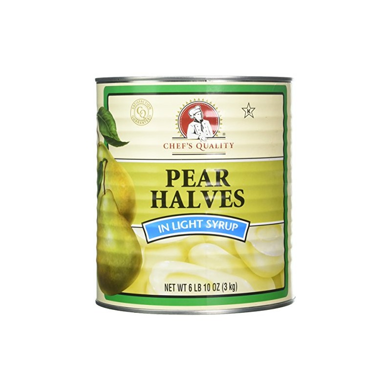 Chefs Quality Pear Halves In Light Syrup, 106 Ounce