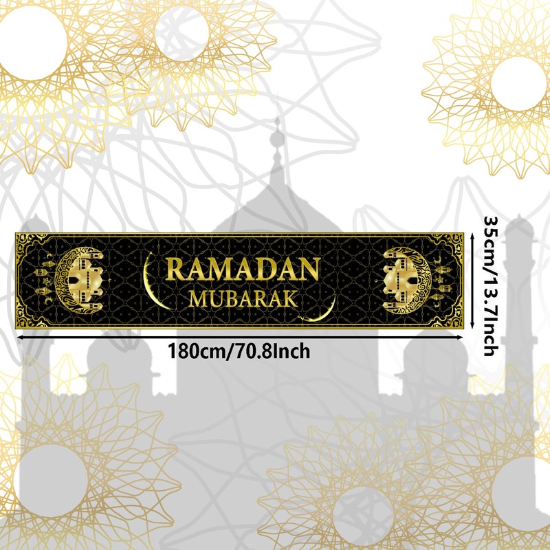 Ramadan Mubarak Table Runner Ramadan Table Decorations, Ramadan Tablecloth Happy