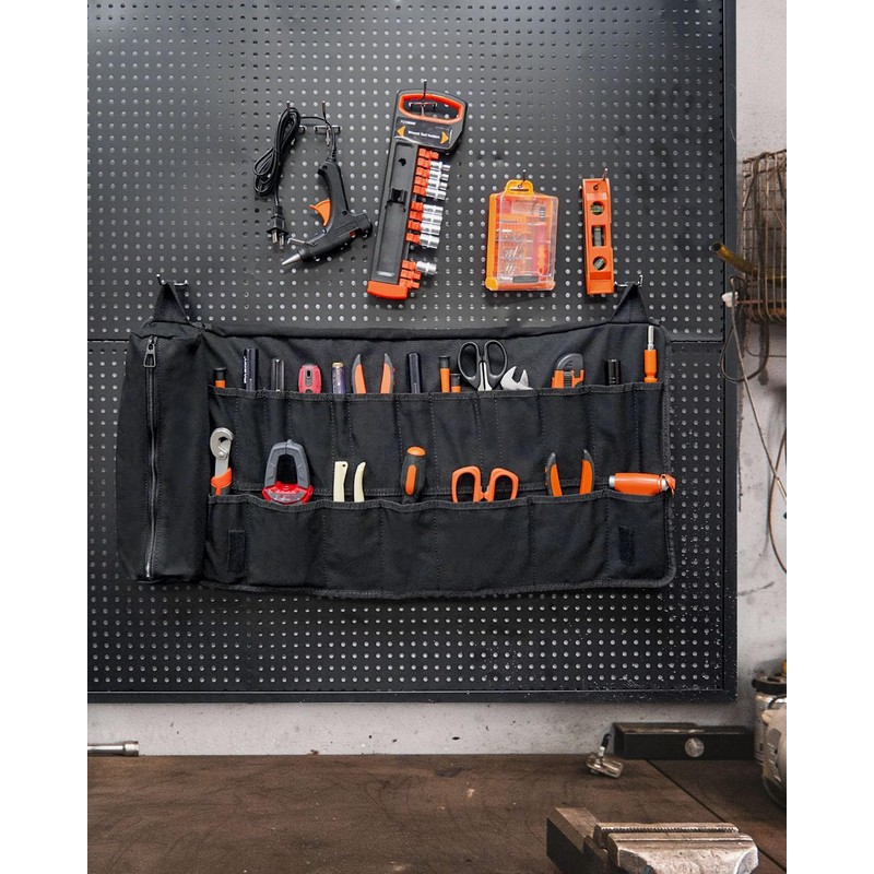 Foxrino Tool Roll For Men, Heavy Duty Tool Roll Bag