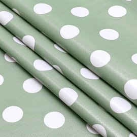 Home Direct Rectangular Oilcloth PVC Wipe Clean Tablecloth Table Cover 140cm x 180cm 55x70 Polka Dot (Sage Green)