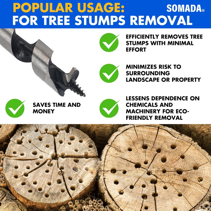 SOMADA 3/8-Inch x 10-Inch Auger Drill Bit for Wood, Quick