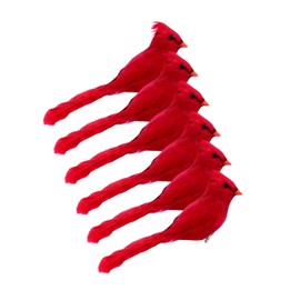 Cornucopia Red Cardinals Ornaments (6 Pack), 3-Inch Tall Artificial Birds; Great for Christmas Decorations, Winter Theme, Wreaths Etc, Clip-On Style