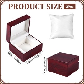 BENECREAT 時計ケース 木製 2個 腕時計収納ボックス コレクションケース １本用 10x11.2cm 腕輪 ブレスレット ウオッチボックス 枕付き 高級 持ち運び 旅行 出張 プレゼントに