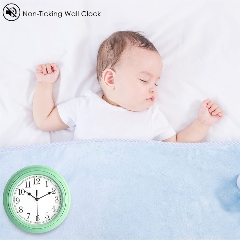 Topkey Silent Wall Clock Kitchen 9 Inch Retro Non-Ticking Decorative