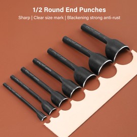 WUTA - Juego de 6 punzones, herramientas de piel de acero al carbono negro, herramienta de perforación de piel para carteras, cinturones de correa, bolsas (10+20+30+40+50mm)