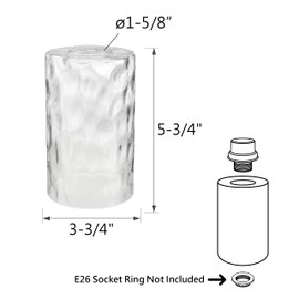 Aspen Creative 23527-63-1, Clear Hammered Glass Shade For Lighting Fixture/Vanity Light/Wall Light/Pendant, Size: 3-3/4" D x 5-3/4" H, 1 Pack
