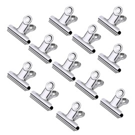QincLing 12 Pcs Metal Letter Clips 50mm and 63mm Wide Locking Clip Silver Bulldog Clip Clips Metal Hinge Clips Stainless Steel Fastener Clips for Pendants Bags Shops