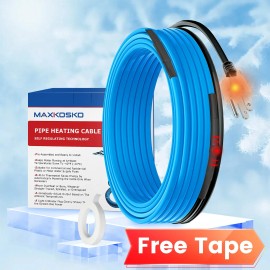 MAXKOSKO 9FT Freeze Protected Water Pipe Heating Cable, Self Regulating