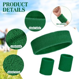 Yuxung 72 Pcs Sweatbands and Wristbands Set, Women, Men,Dark Green