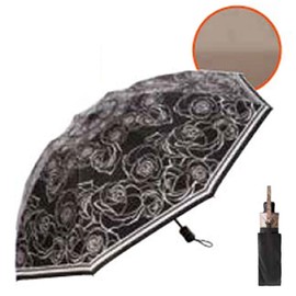 Fortuna Folding Thermal Parasol for Sun and Rain, Black