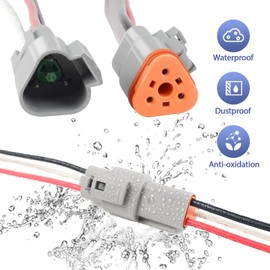 Unifizz 2 Set Deutsch DT 3 Pin Waterproof Electrical Connector Plug 16 AWG Wiring Harness with Heat Shrink Tubing
