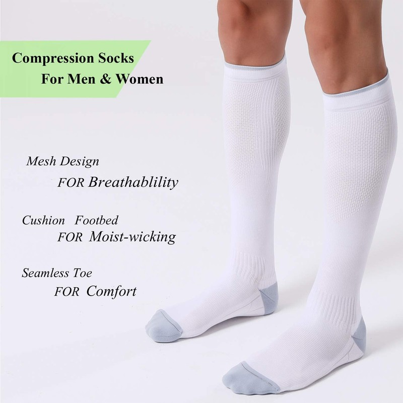 FITRELL 3 Pairs Compression Socks for Women and Men 20-30mmHg-