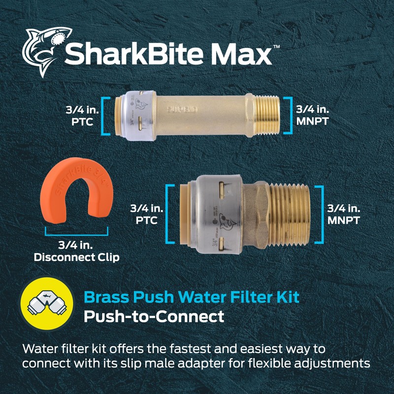 SharkBite Max 3/4 Inch x 3/4 Inch MNPT Water Filtration
