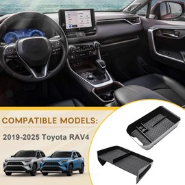 X-TKER Center Console Organizer Tray Compatible with Toyota RAV4 2025 2024 2023 2022 2021 2020 2019 & Prime 2021-2025 Accessories, 2PCS Gear Shift Divider Armrest Storage Box Durable ABS Insert