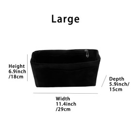 Purse Organizer Insert, Suede Bag Organizer Handbag Tote Shaper, Suede Material, Soft and Non Damaging Bag (Black, Large)