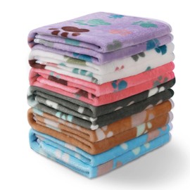 1 Pack 6 Blankets Dog Cat Soft Fluffy Fleece Pet Blanket Warm Cute Print Design Puppy Kitten Blanket Doggy Paw Large(41"x31")