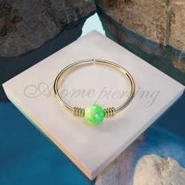 Tiny Gold Nose Ring - 2 mm Green Opal piercing Nose Hoop - 24 gauge 7mm very Thin Nose Piercings Rings - Green opal piercing (Gold, Green Opal)