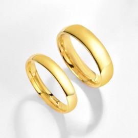 Dmond wind 4mm Stainless Steel Ring Gold Plain Dome High Polished Wedding Band Comfort Fit Size 4