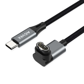 AGVEE 1.5ft 90 Degree Angled Braided USB C Charger Cable Charing Cord for Garmin Watch Fenix 5 6 7, Vivoactive, Instinct, Venu, Tactix, Forerunner, Approach, Venu, Vivomove, Quatix, Dark Gray
