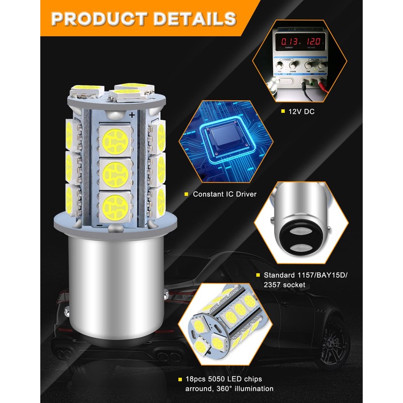1157 LED Bulb White 2357 2057 BAY15D 7528 LED Bulbs