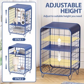 APEXCHASER Cute Nightstand,Metal Side Table,3-Tier Modern End Table with Storage Shelf, Unique Side Tables, Cute Coffee Table for Living Room, Small Table for Bedroom,Navy Blue