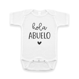 Hola Abuelo Spanish Pregnancy Announcement Infant Bodysuit for Grandpa - Abuelito Gift for New Baby Surprise (White)