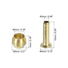PATIKIL 4mm Tube ID Compression Assortment Kit, 15 Set Brass Compression Sleeve Ferrule & Insert for Water Oil Air Pipe