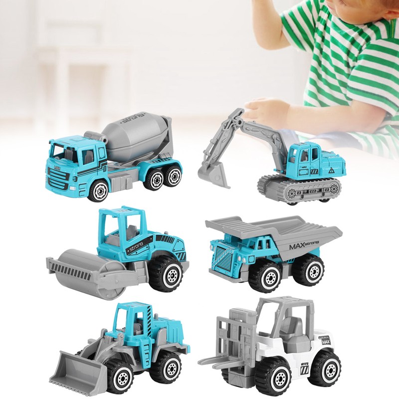6pcs 1:64 Engineering Car Model Alloy Simulation Vehicle Car Model