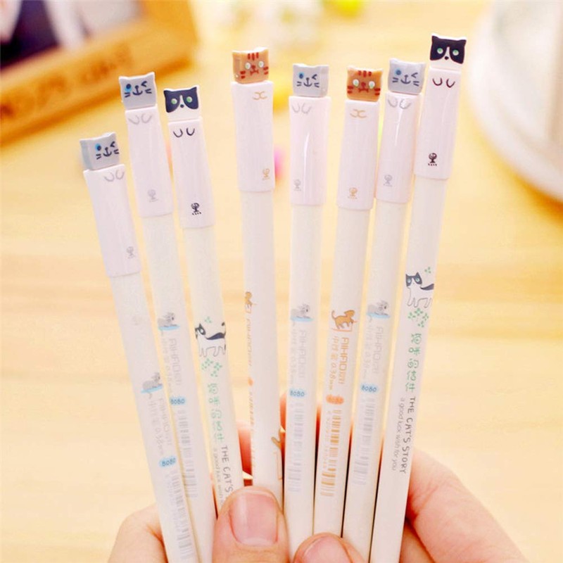 Sencoo Colorful Cats Design 0.38mm Gel Pens Black Ink Pack