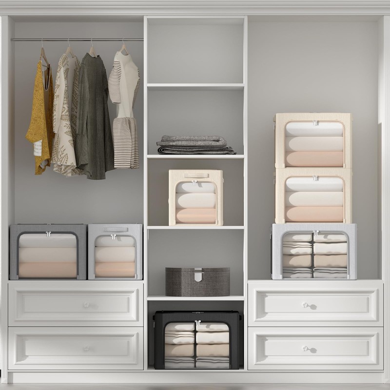 3Pack Stackable Foldable Storage Bin - Metal Frame Storage Box