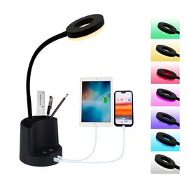 HomeFocus Dimmable LED Desk Lamp with USB Charger,Reading Lamp,Mood Lamp,RGB LED Changing Color,LED 7W, Desk Lamp for Office,Home.