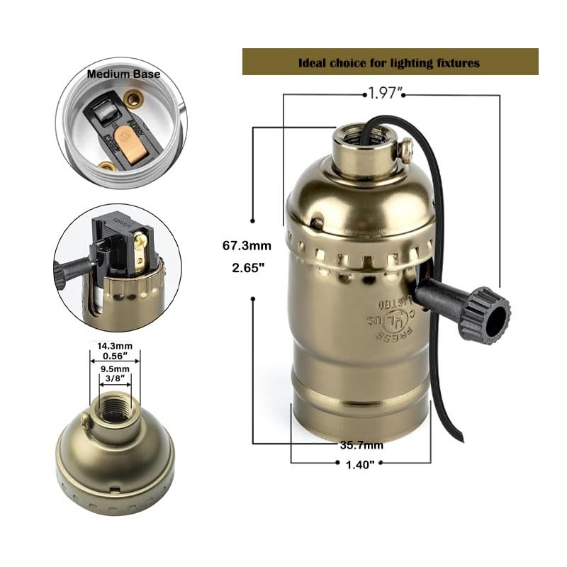 WOYTTSYSM 3-Way Table and Floor Lamp Sockets with Push ON/OFF