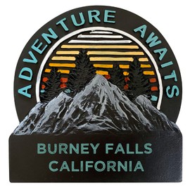 R and R Imports Burney Falls California Hand Painted Resin Refrigerator Magnet 3-Inch Approximately Adventure Awaits Design