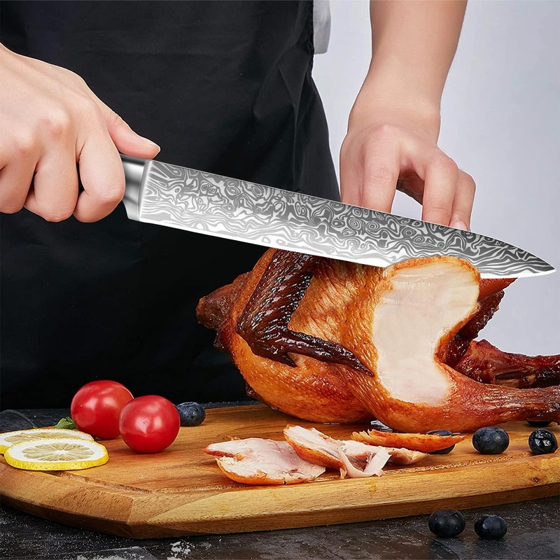 MOSFiATA 8 inch Carving Knife，Stainless Steel Brisket Slicing Knife for