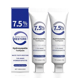 2 PCS 7.5% Hydroxyapatite Toothpaste for Enamel Repair & Sensitivity Relief, Nano Hydroxyapatite Toothpaste - Fluoride-Free Formula, Gentle and Effective Formula, Fresh Breath (2 x 120g)