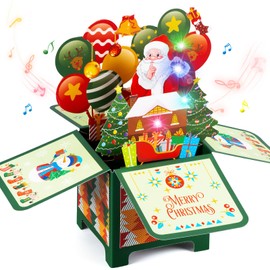 Joyoldelf 3D Christmas Cards - Musical Christmas Cards with Envelope, Merry Christmas Pop Up Christmas Card, 3D Box Greeting Card, Xmas Cards for Women Men Kids Mom Dad