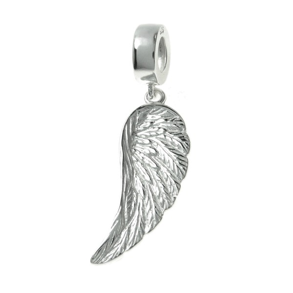 Queenberry Sterling Silver Angel Wing Feather Guidance European Style Dangle